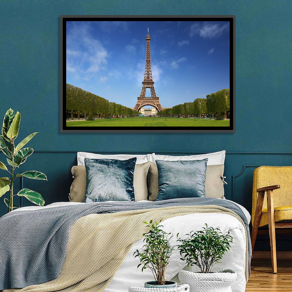 Eiffel Tower Park View Wall Art in a room, landscape