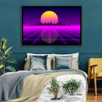 Neon Sunrise Skyline Wall Art