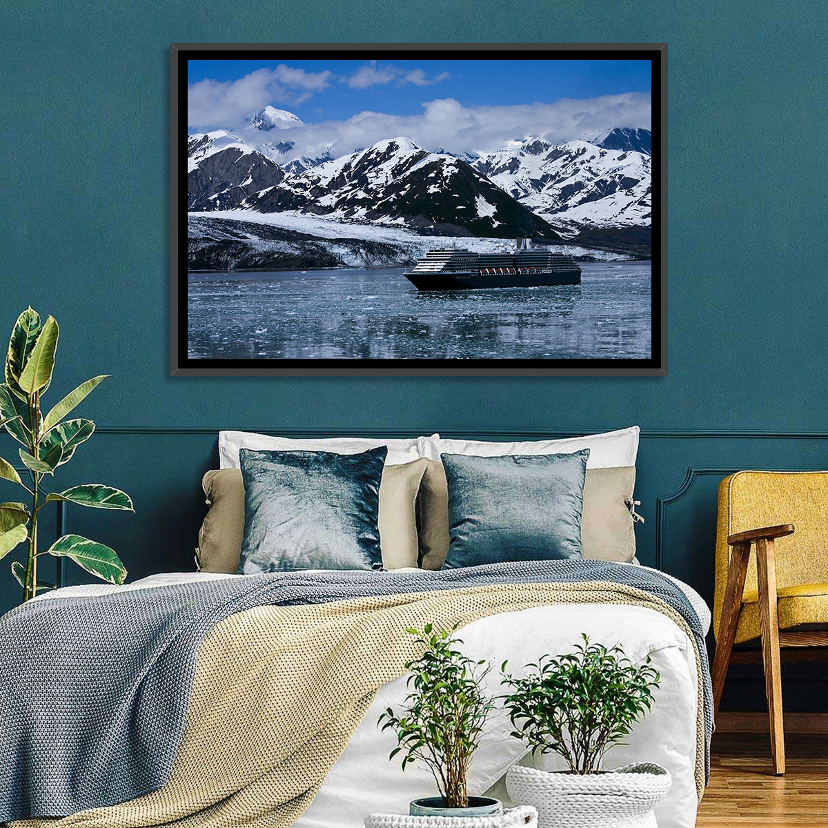 Cruise Ship in Yakutat Bay Wall Art in a room, landscape