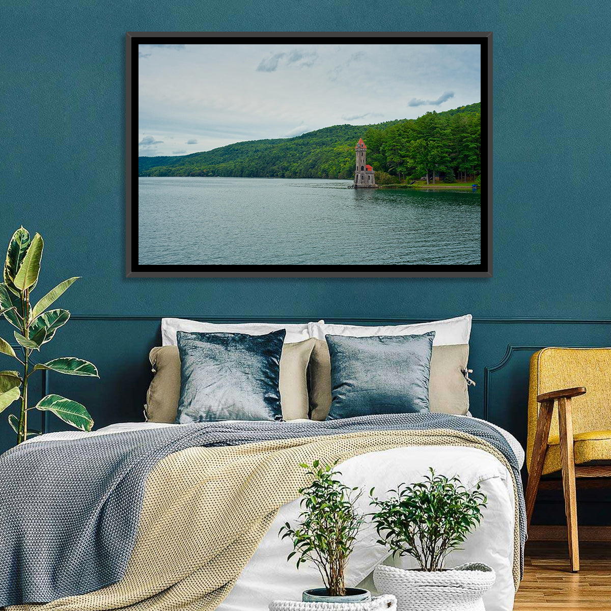 Otsego Lake View with Stone Tower Wall Art