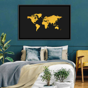 Gold Texture World Map Wall Art