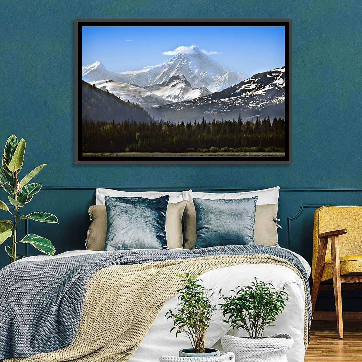 Glacier Bay Snow-capped Peak Wall Art in a room, landscape