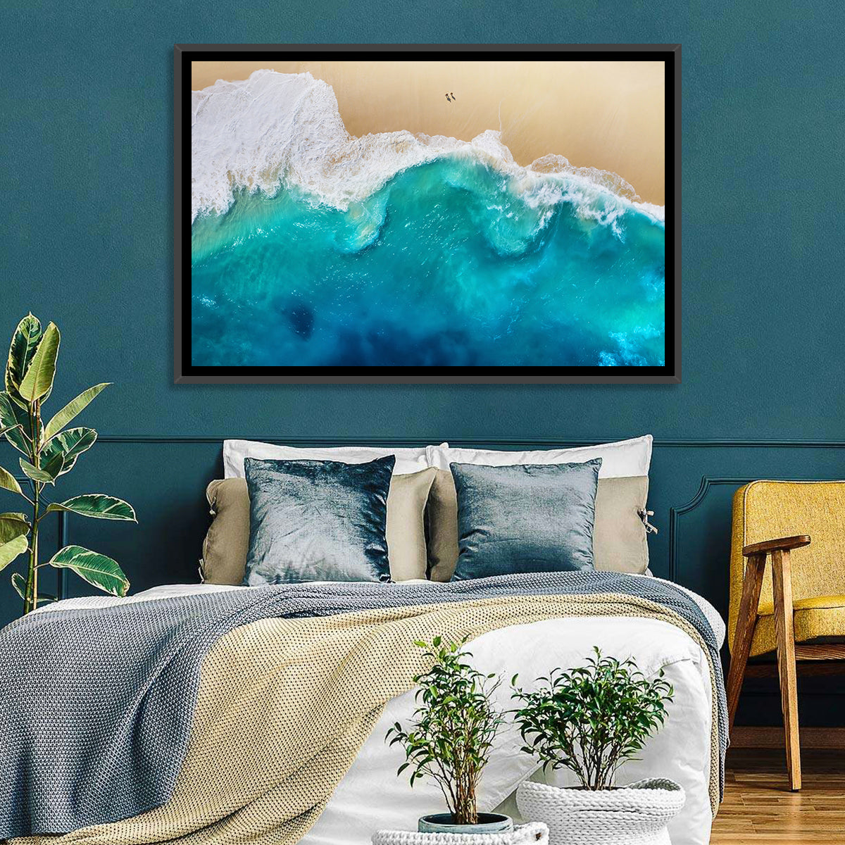 Nusa Penida Aerial Beach Wall Art in a room, landscape