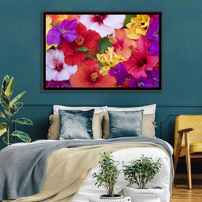Tropical Bougainvillea and Hibiscus Bloom Wall Art