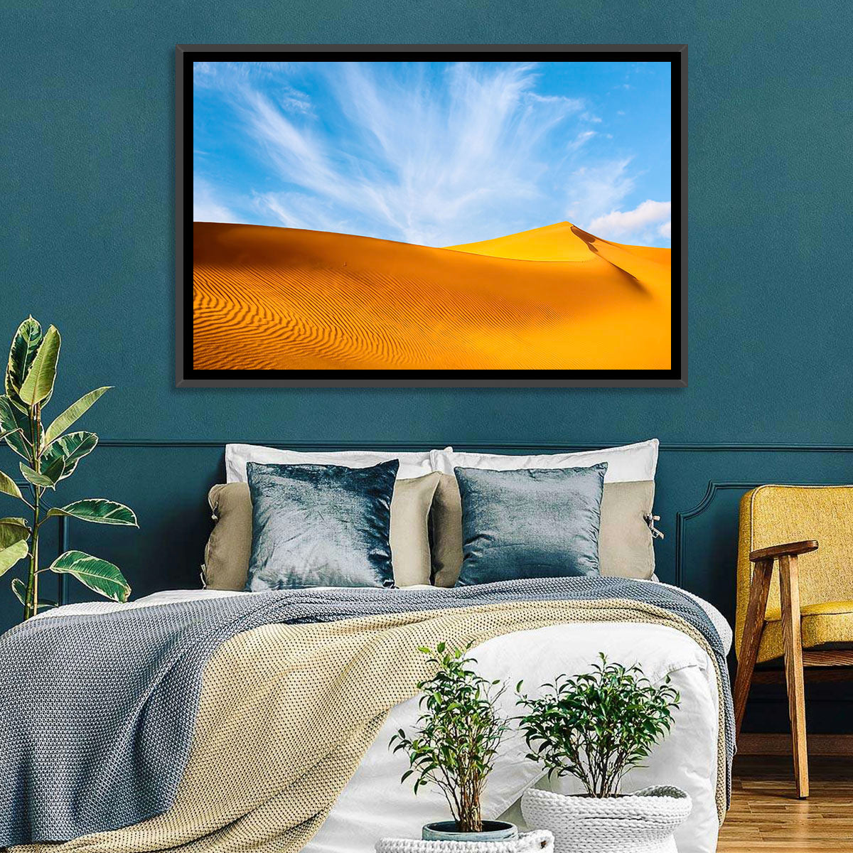 Rippled Sahara Dunes Wall Art in a room, landscape