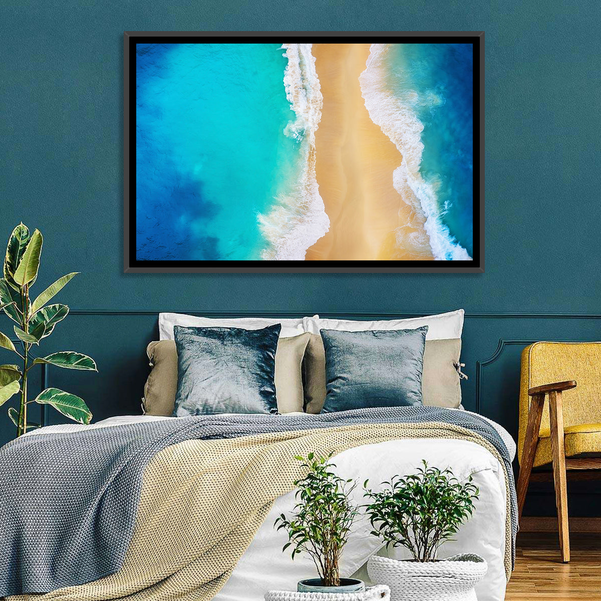 Nusa Penida Turquoise Beach Wall Art in a room, landscape