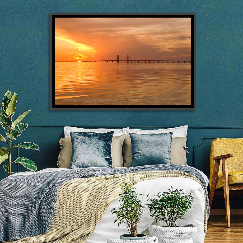 Øresund Bridge in Golden Light Wall Art