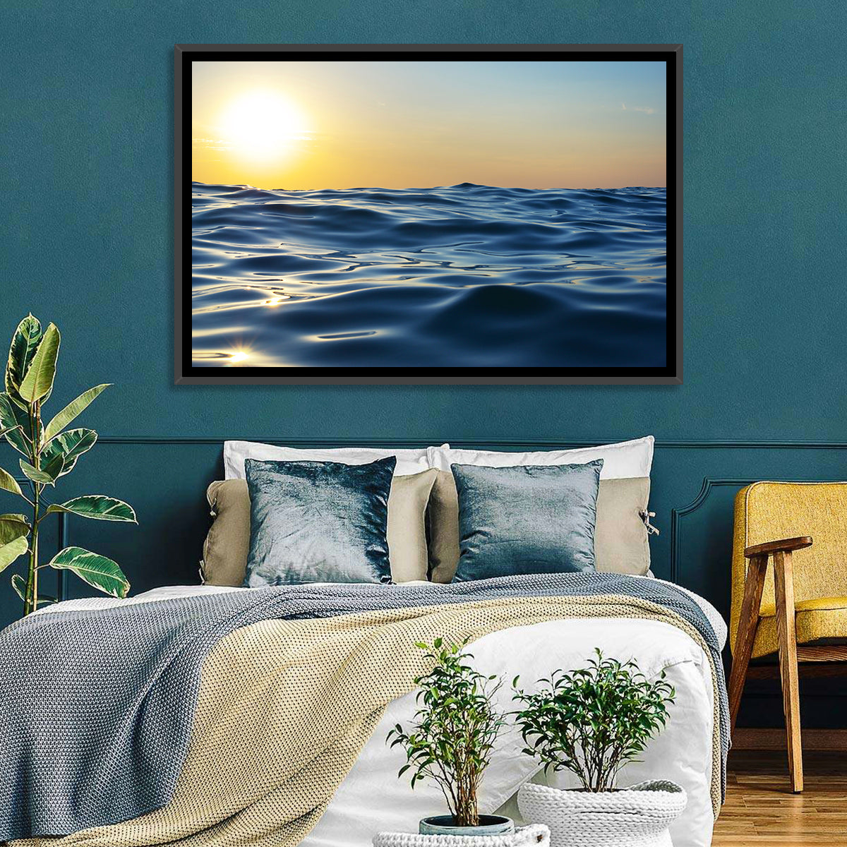 Sunset Over Calm Waves Wall Art