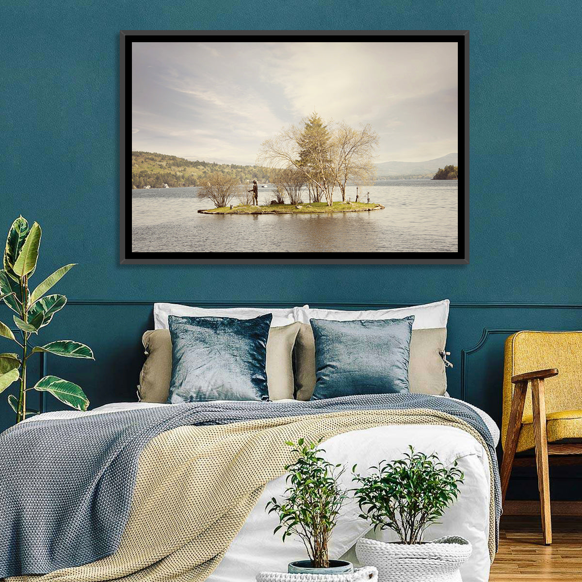 Lake Winnipesaukee Wall Art in a room, landscape
