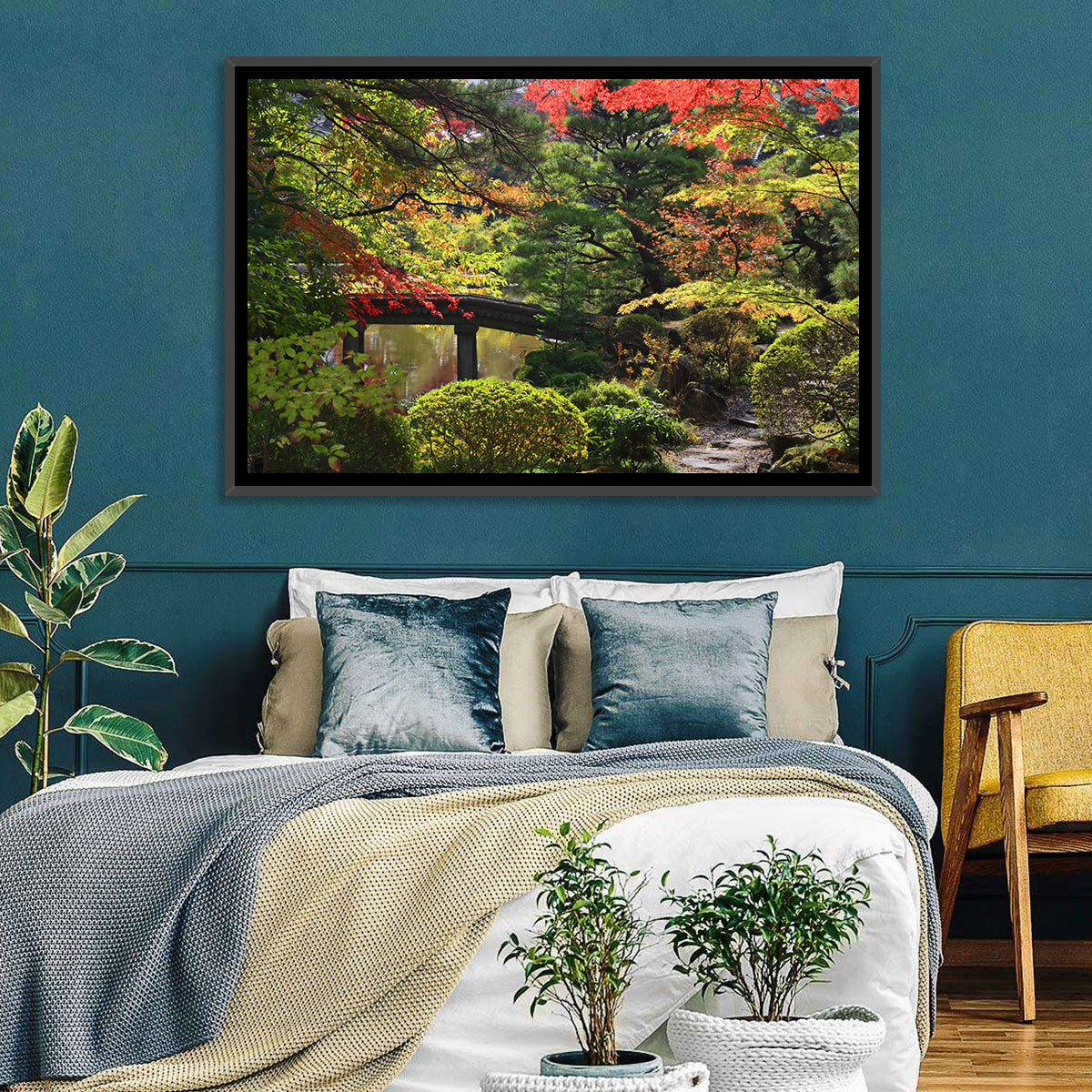 Rinoji Temple Autumn Garden Wall Art in a room, landscape