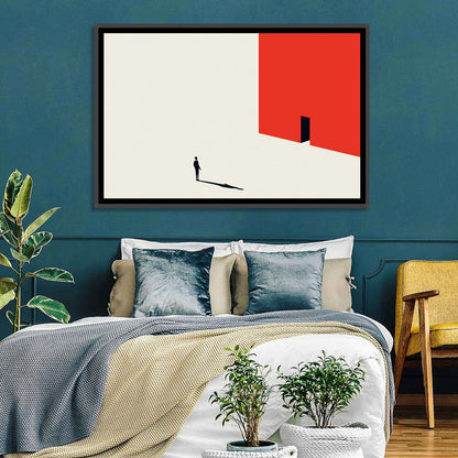 Solitary Figure with Red Door Wall Art