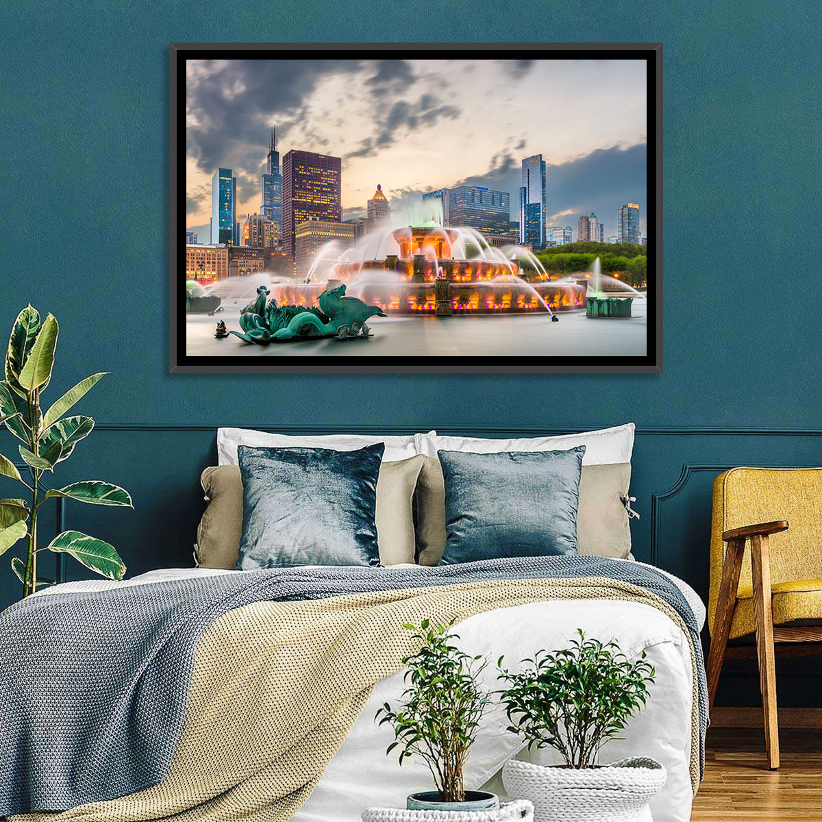 Buckingham Fountain and Chicago Skyline Wall Art