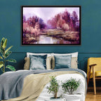 Lavender Autumn Forest Watercolor Wall Art