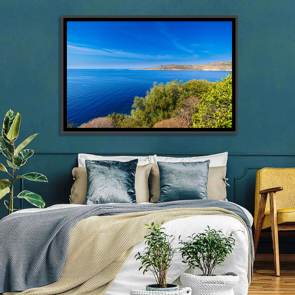 Sunlit Albanian Coastline Wall Art