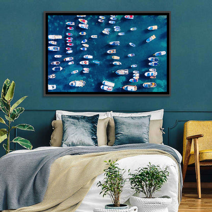 Aerial Boats Over Turquoise Sea Wall Art