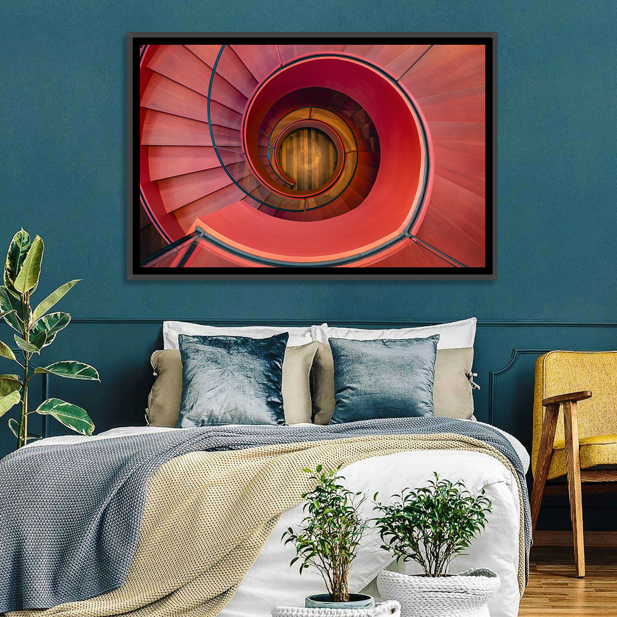 Red Spiral Staircase Wall Art
