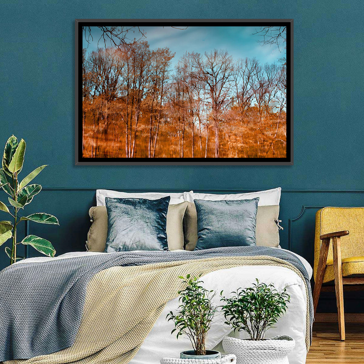 Autumn Reflection Wall Art in a room, landscape