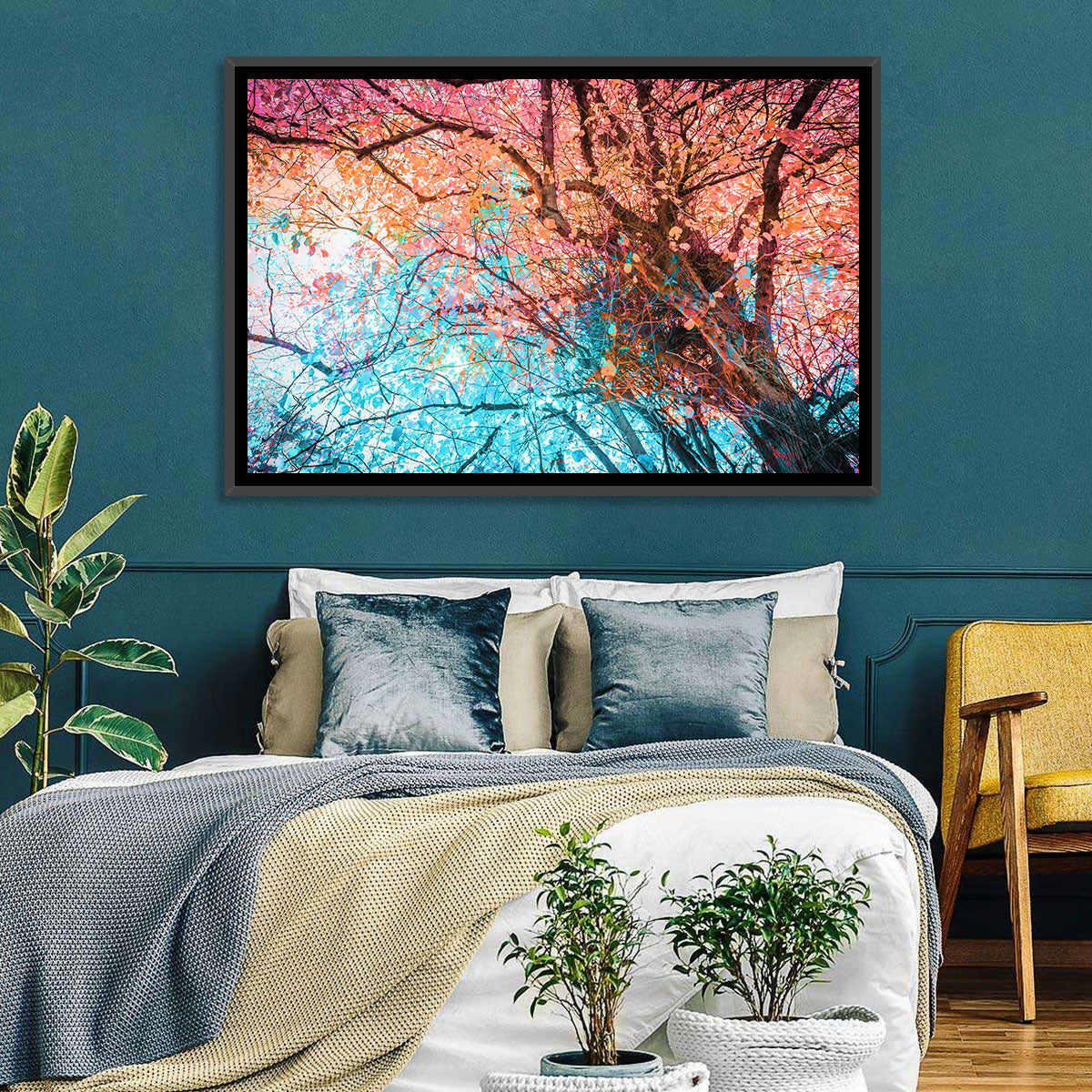 Autumn Canopy Abstract Wall Art in a room, landscape
