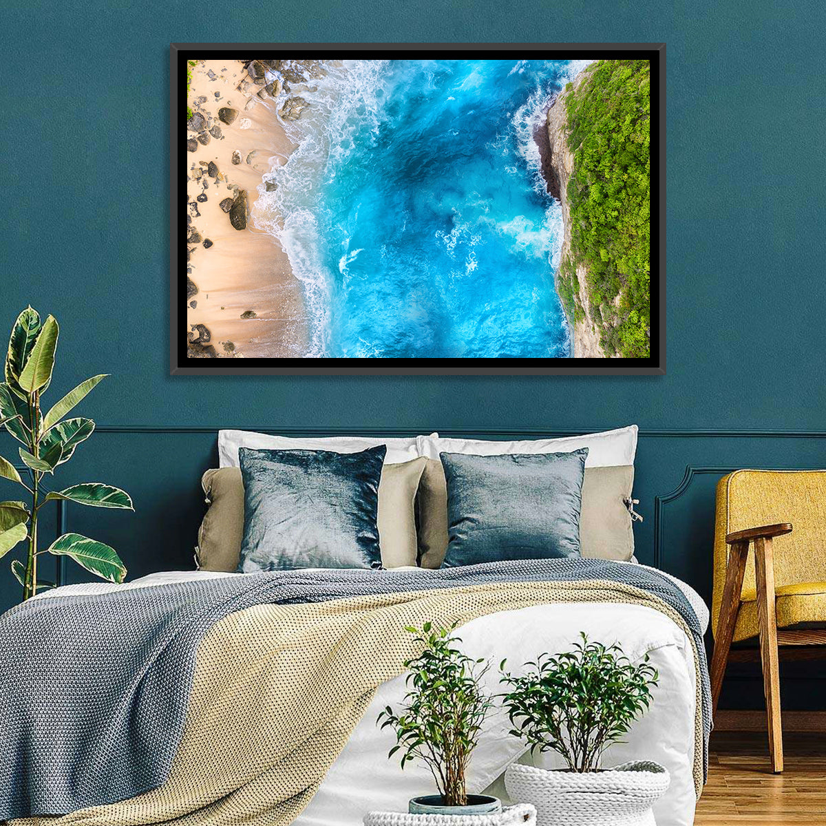 Aerial Turquoise Beach Cliffs Wall Art