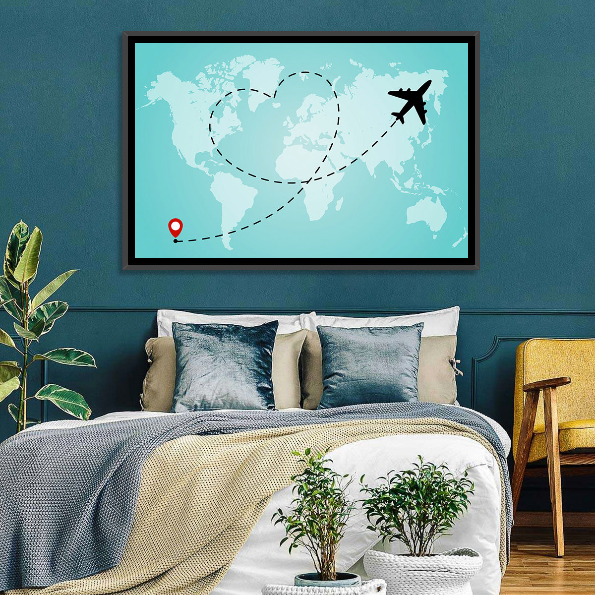 Heart Flight Map Wall Art