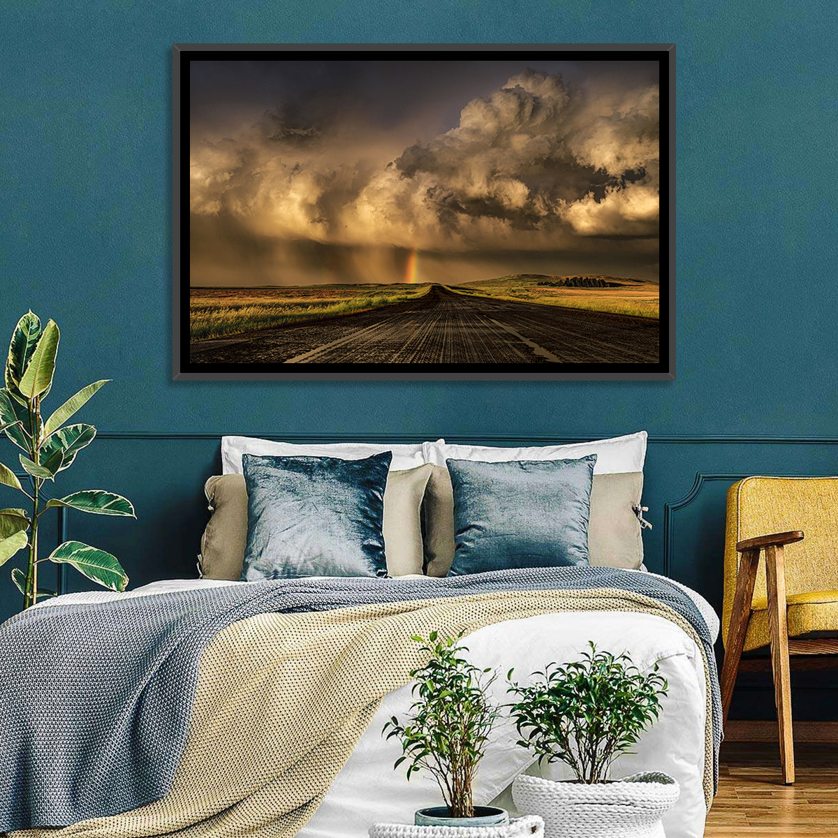Rain-soaked Road to Rainbow Wall Art
