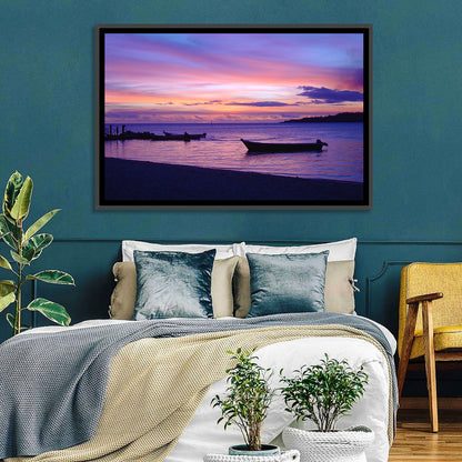Malolo Island Sunset with Moored Boats Wall Art