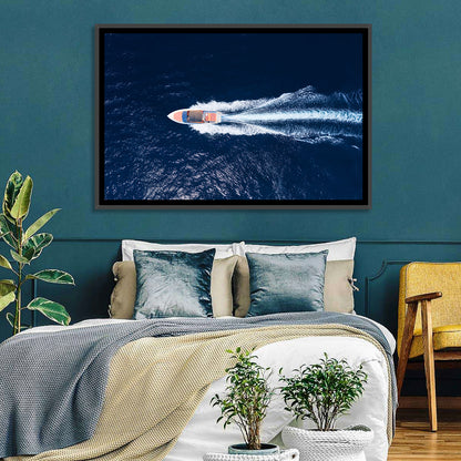 Sleek Speedboat Over Navy Sea Wall Art