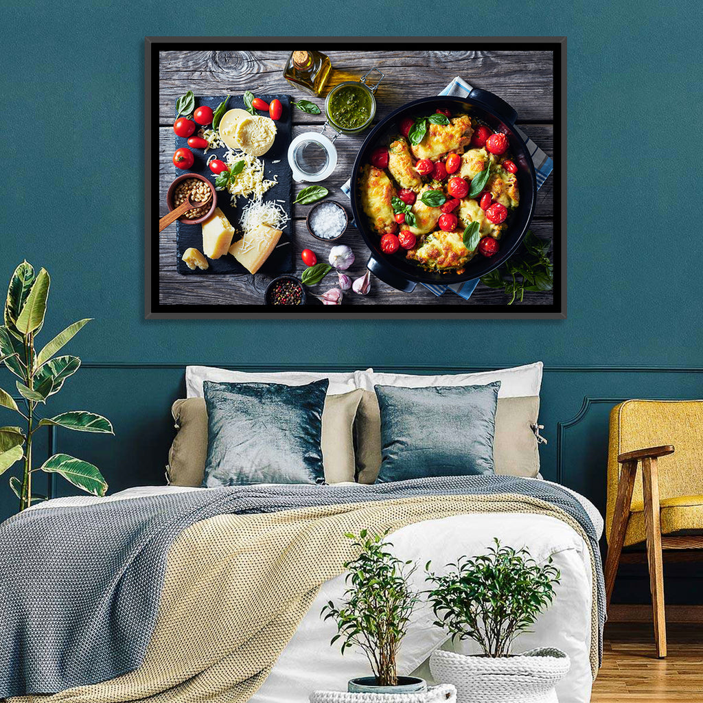 Pesto Baked Chicken Flat Lay Wall Art