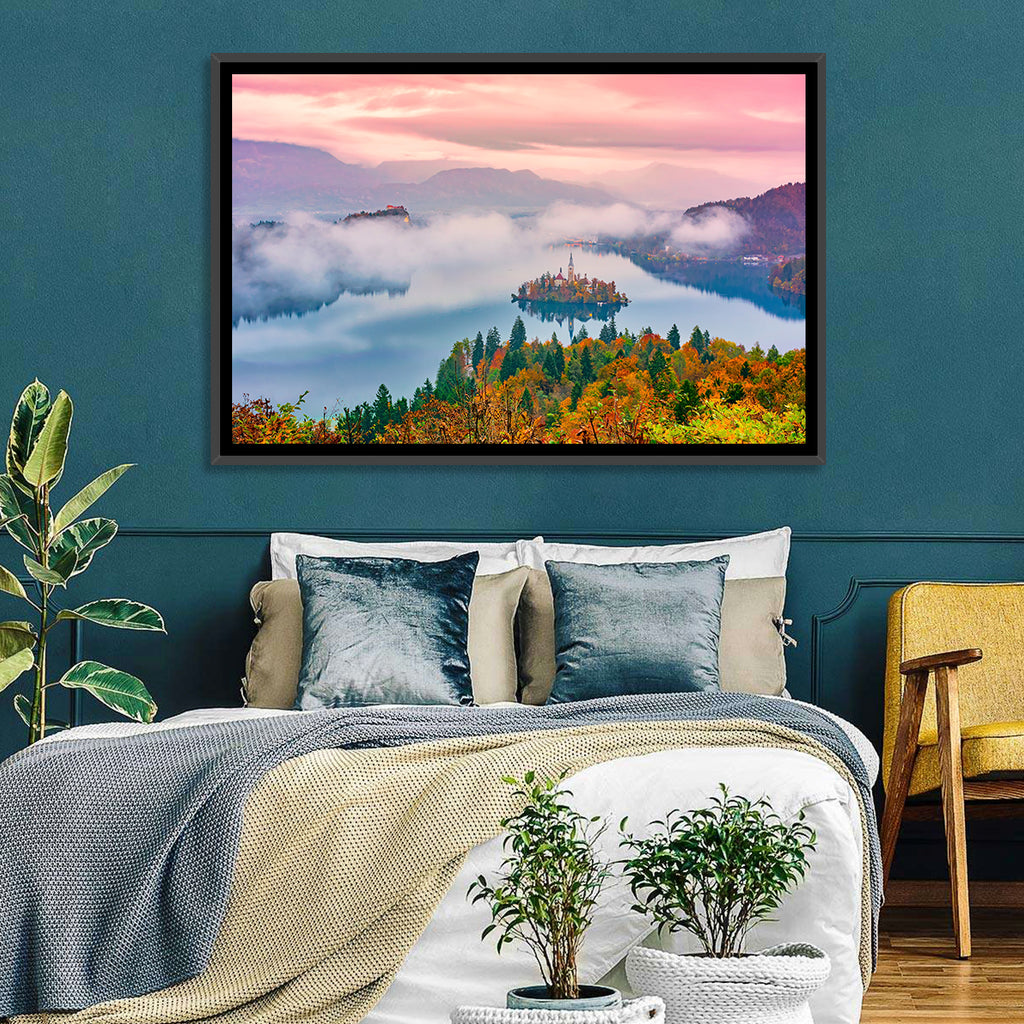 Misty Morning Over Lake Bled Wall Art