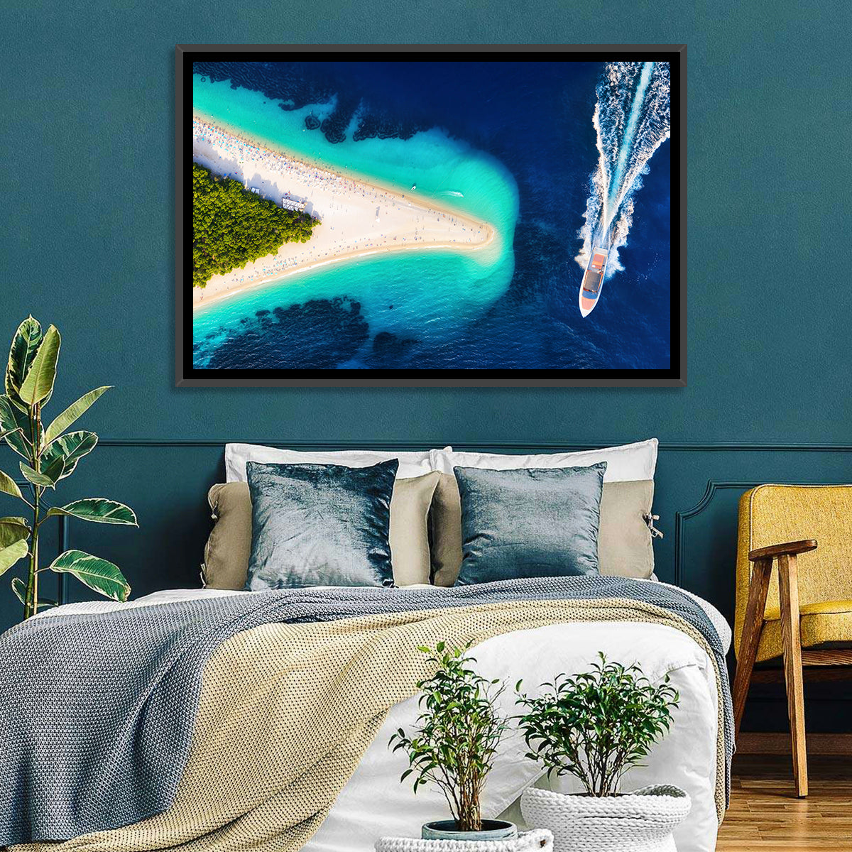 Zlatni Rat Beach Aerial, Bol Croatia Wall Art in a room, landscape