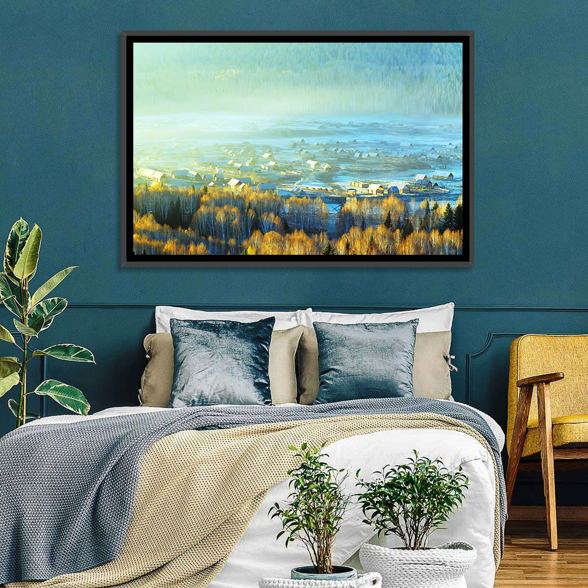 Misty Xinjiang Village Wall Art