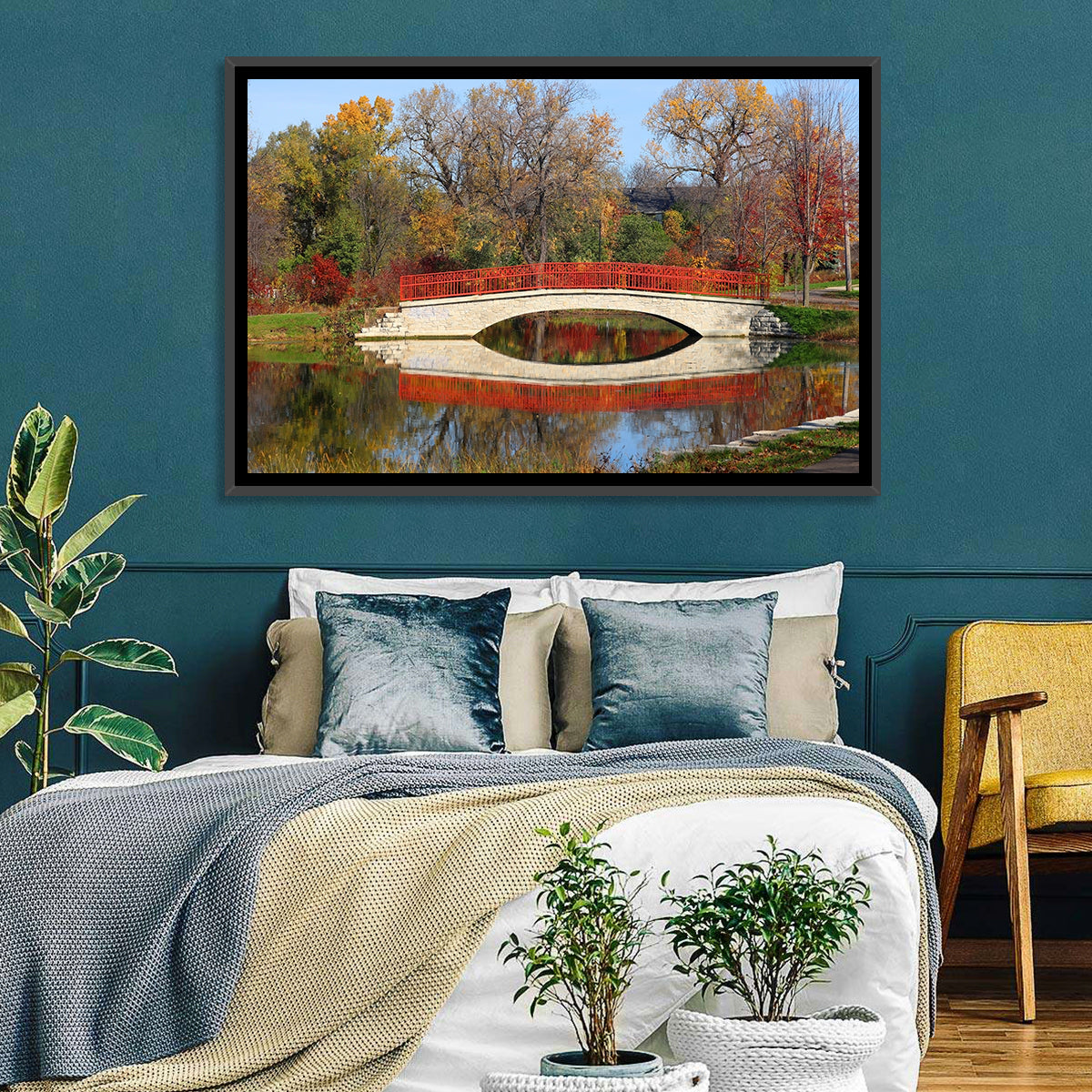 Tenney Park Stone Bridge Reflection Wall Art
