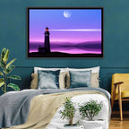 Moonlit Lighthouse Reflection Wall Art