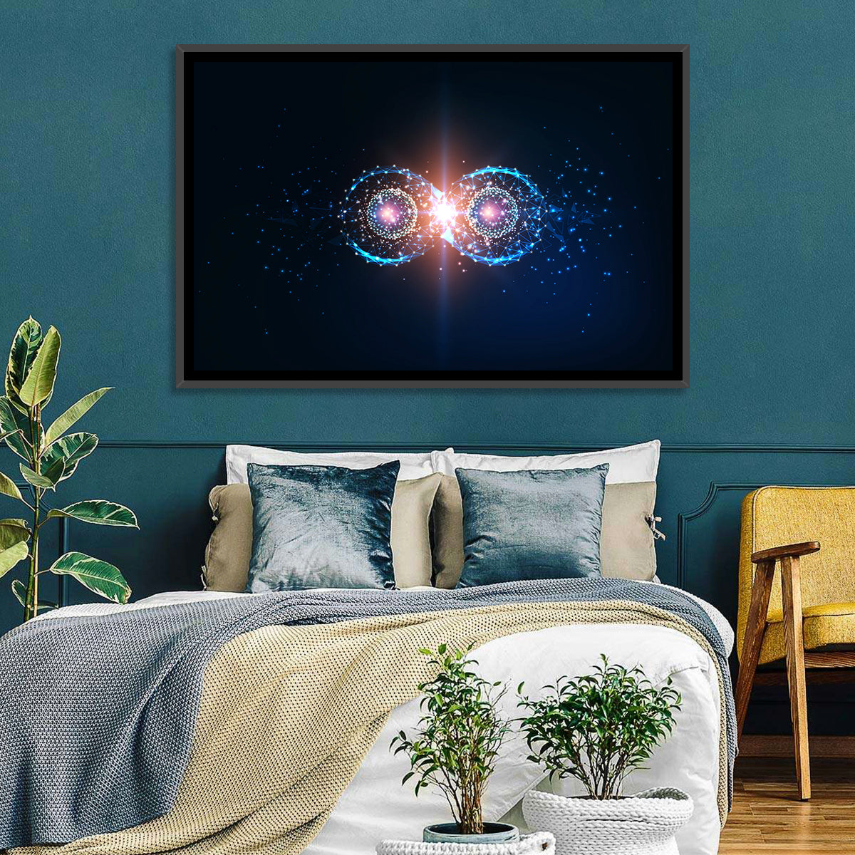 Polygonal Infinity Loop Wall Art in a room, landscape