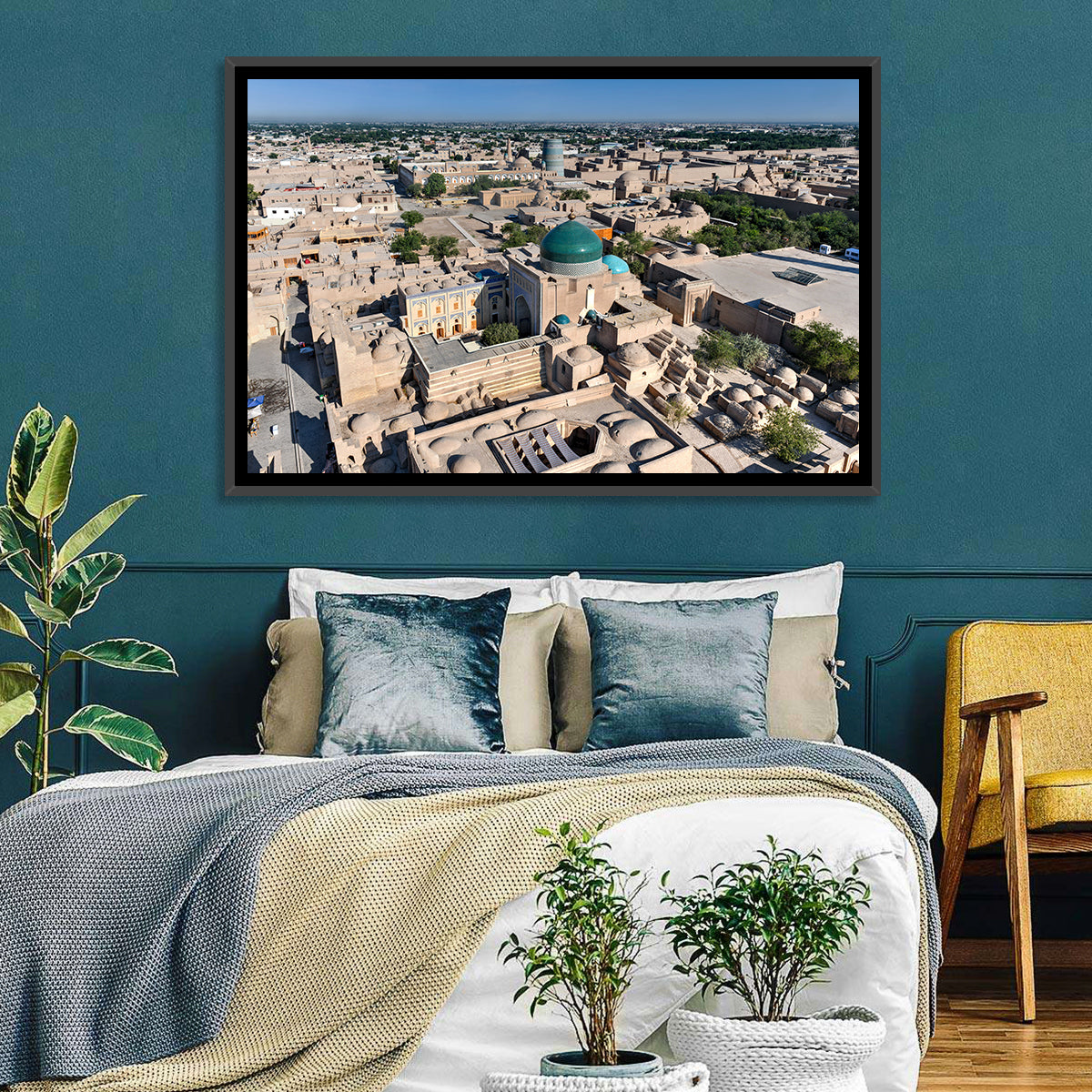 Khiva Green Dome Madrassa Wall Art in a room, landscape