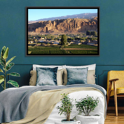 Bamiyan Valley Cliff Niche at Golden Hour Wall Art