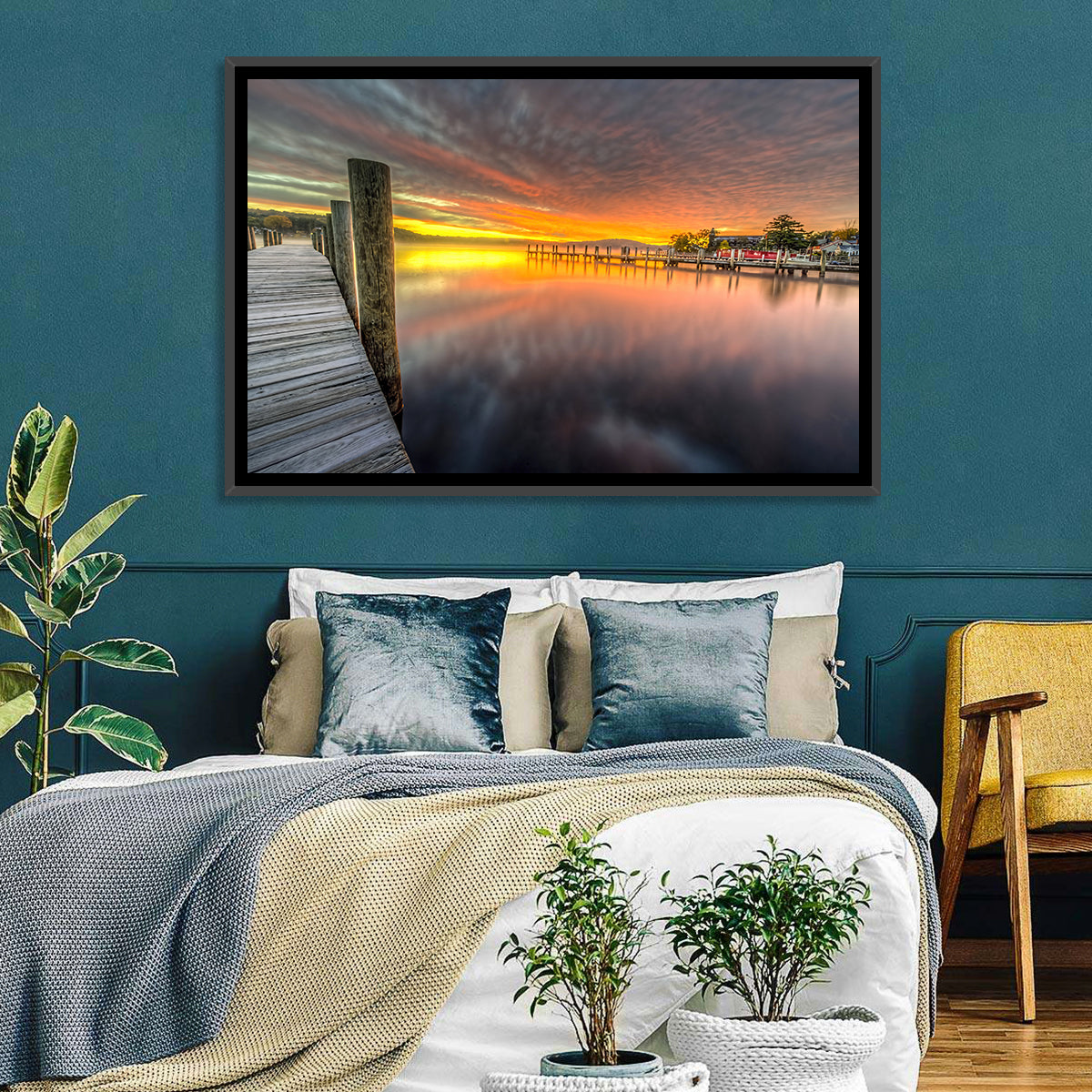 Meredith Bay Pier at Sunrise Wall Art