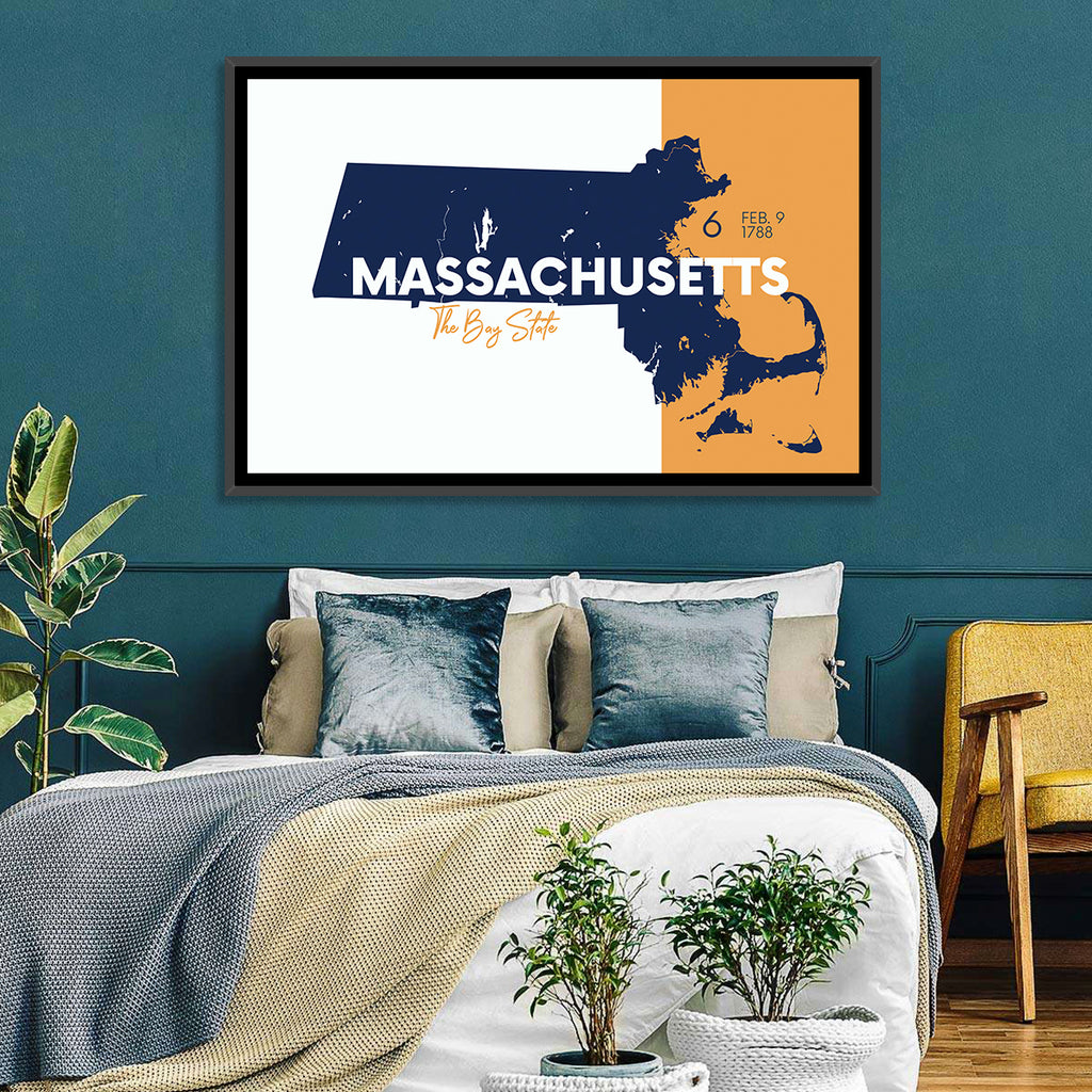 Massachusetts State Map Wall Art