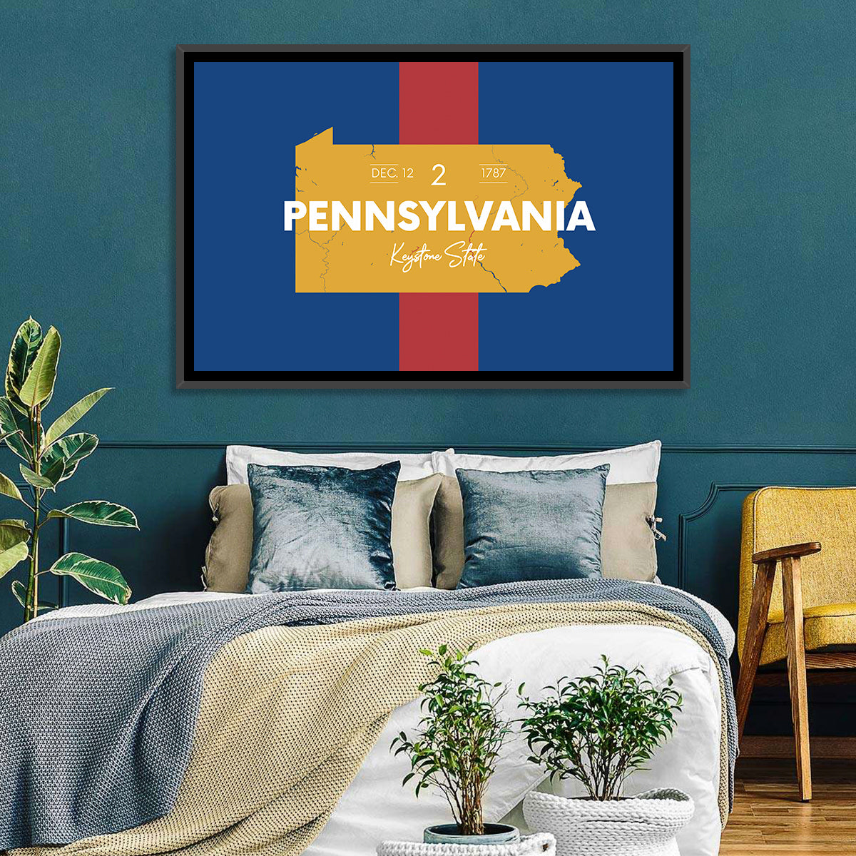 Keystone State Map Graphic Wall Art