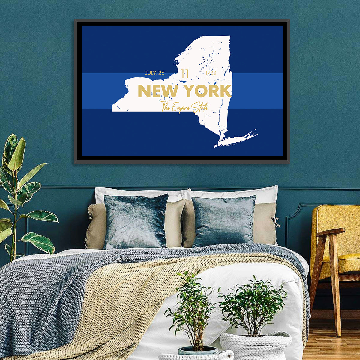 New York State Typographic Map Wall Art