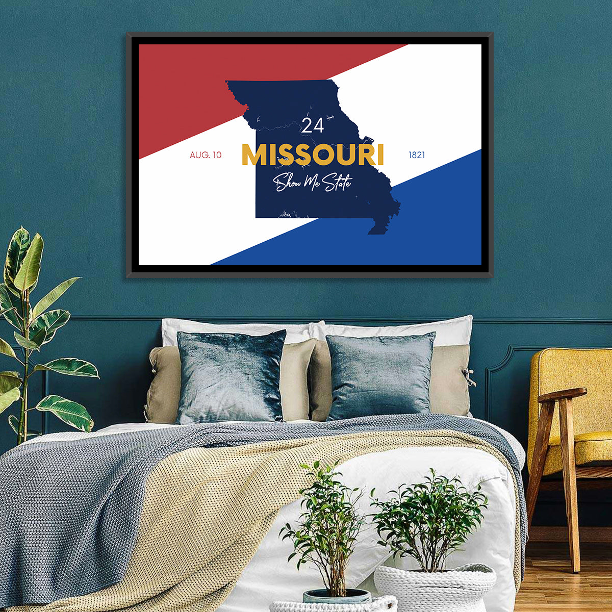 Missouri Map, Show Me State Wall Art in a room, landscape