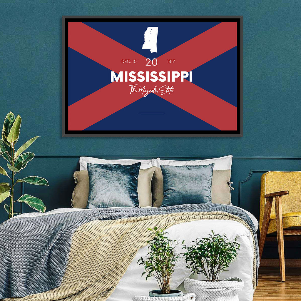 Mississippi Map, the Magnolia State Wall Art