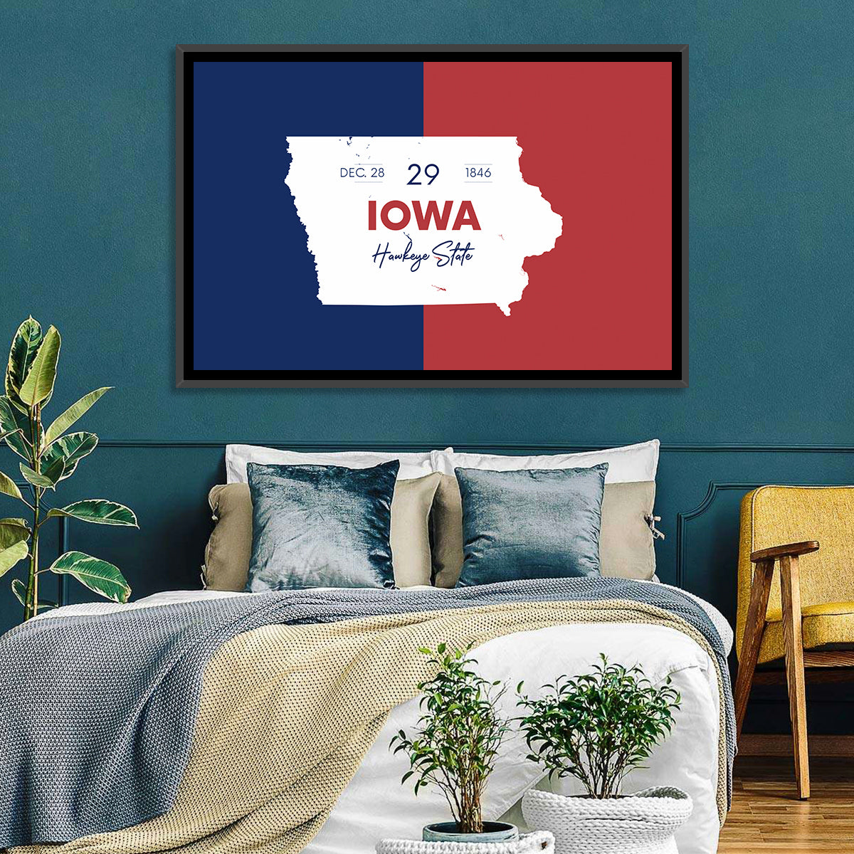 Hawkeye State Map Typography Wall Art