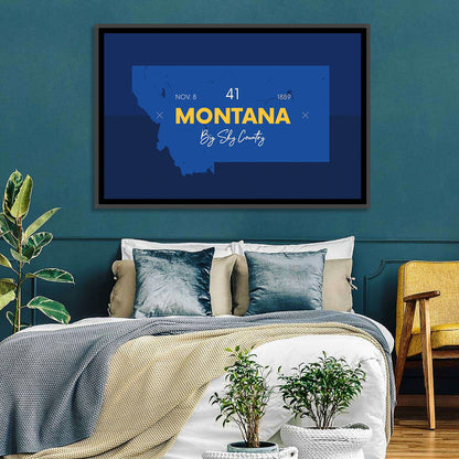 Montana Map Typography Big Sky Country Wall Art