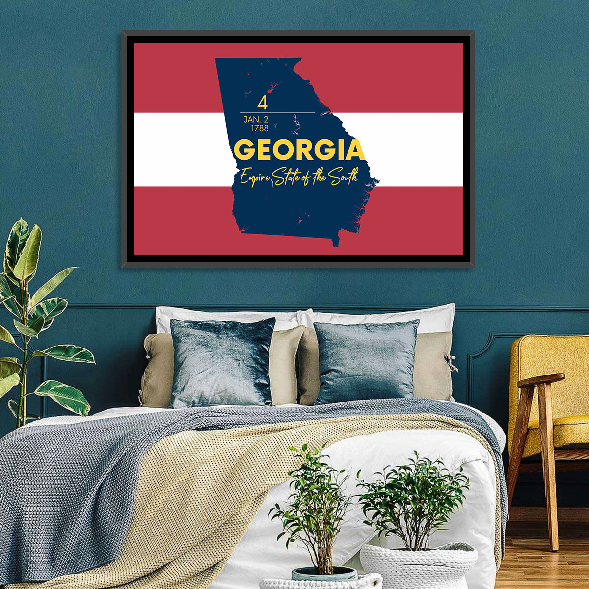 Georgia Silhouette Map Wall Art in a room, landscape