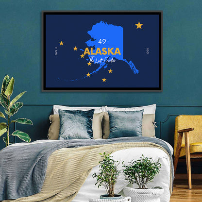 Alaska Map with Gold Stars Wall Art