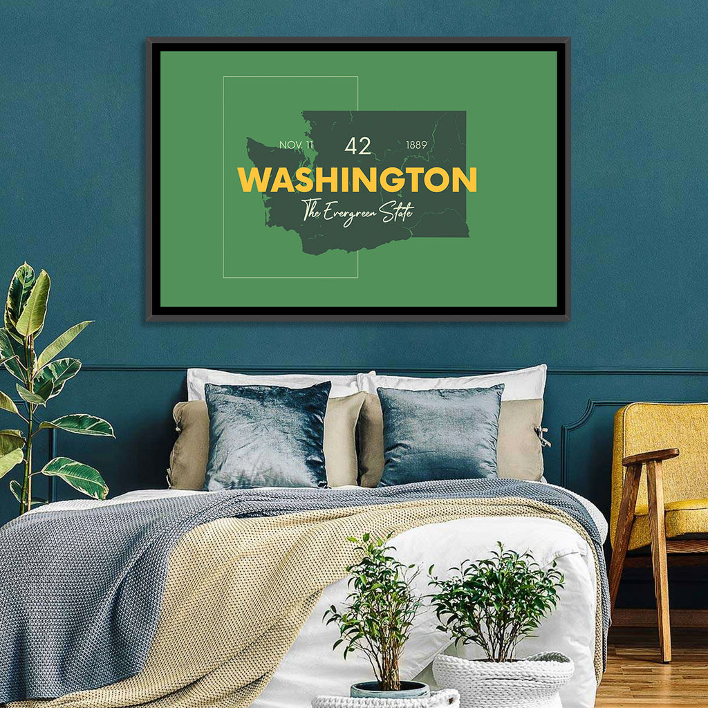 Minimalist Washington State Map Wall Art