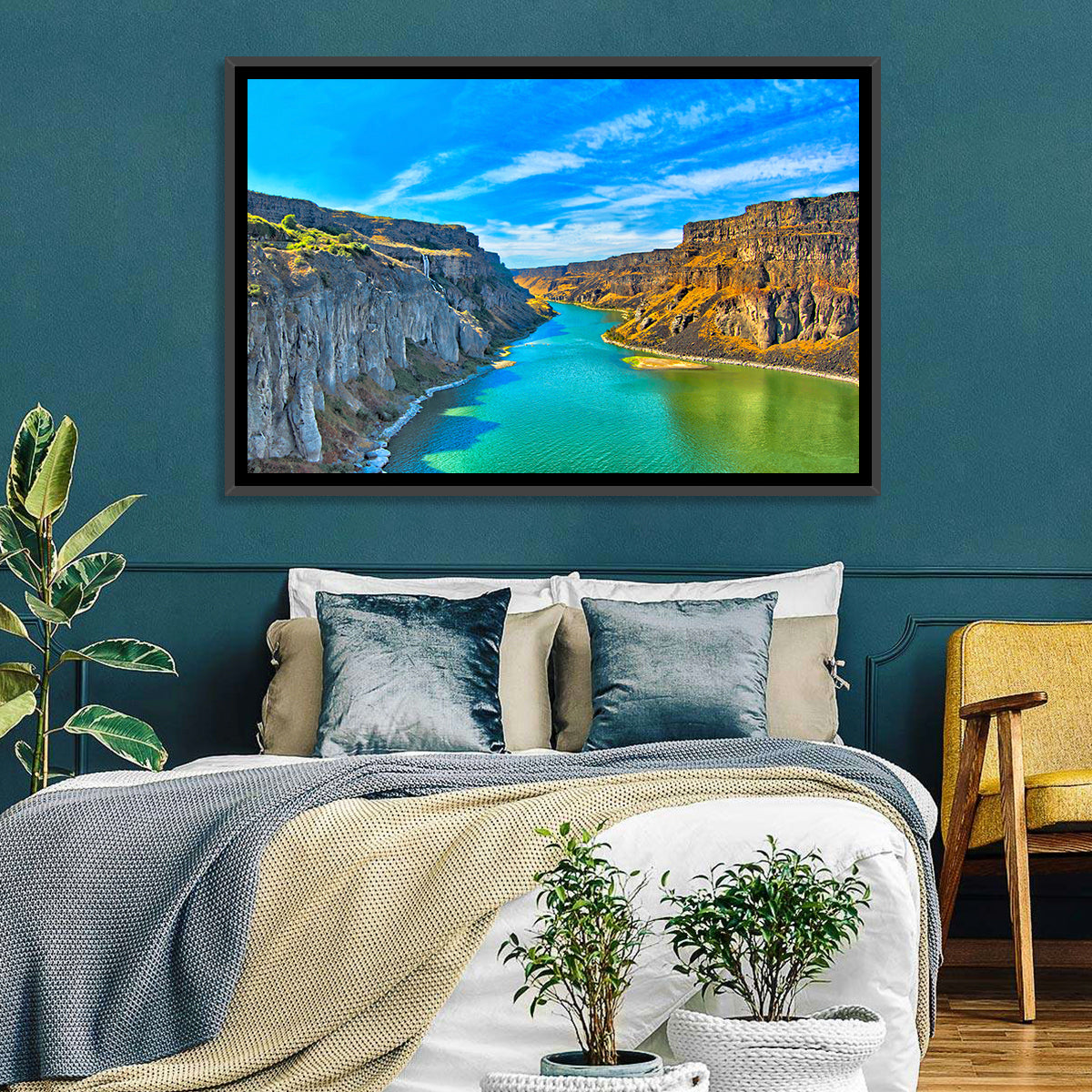 Snake River Canyon at Twin Falls Wall Art in a room, landscape