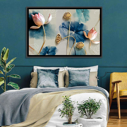 Blue Lotus Botanical Backdrop Wall Art