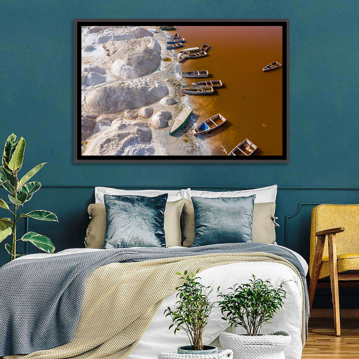 Lac Rose Boats and Salt Mounds Wall Art